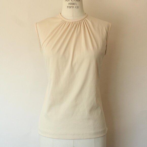 Vintage 1970s 1980s Blouse, Teddi Sleeveless Shirt with Gathers - Picture 2 of 10
